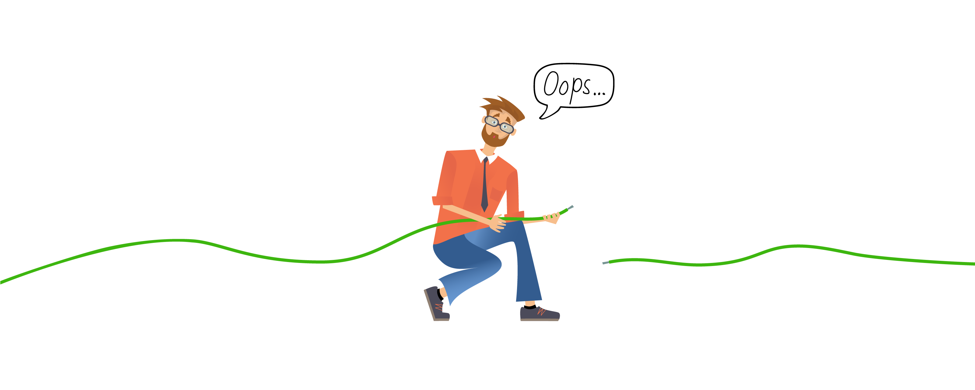 Murrelektronik anställd håller en sönderriven kabel